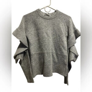 Endless Rose Gray Crew Neck Sweater with Cut Out Sleeves NWT